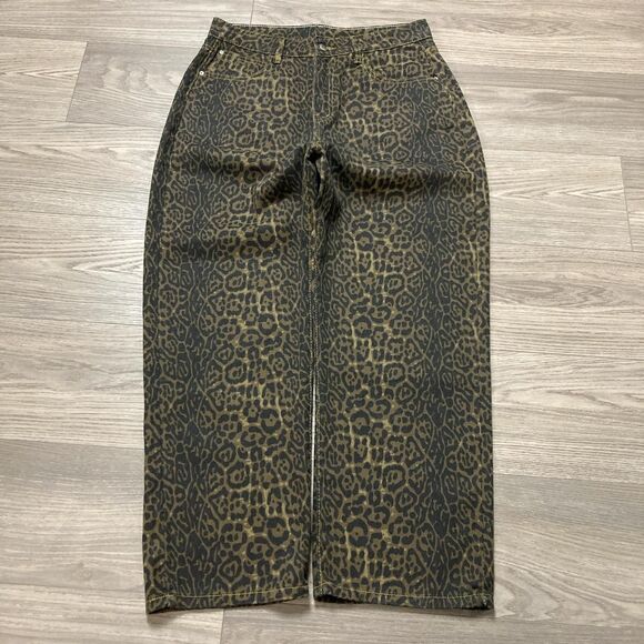 Vintage Y2K Style Leopard Print Relaxed Fit Baggy Pants Size L - Picture 1 of 8